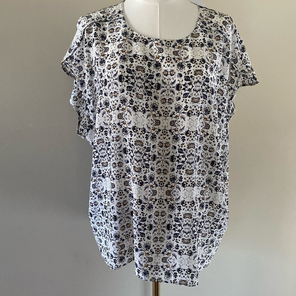 Club Monaco Oversized Silk Cap Sleeve Blouse